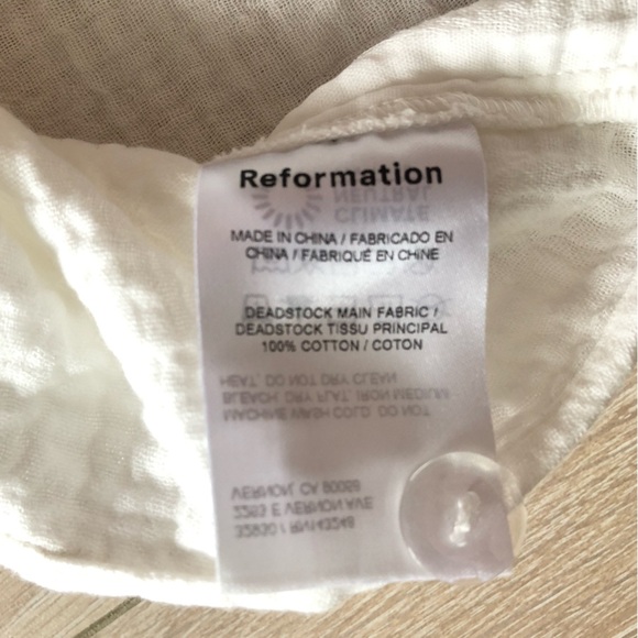 Reformation Cotton Gauze Cropped Top in White Size 8 - Picture 5 of 7